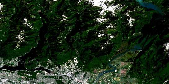 Port Coquitlam Satellite Map 092G07 at 1:50,000 scale - National Topographic System of Canada (NTS) - Orthophoto