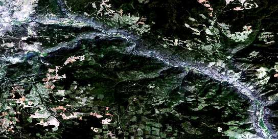 Hedley Satellite Map 092H08 at 1:50,000 scale - National Topographic System of Canada (NTS) - Orthophoto