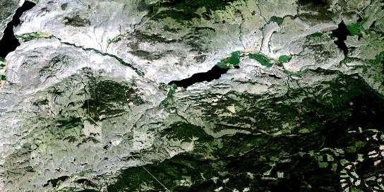 Douglas Lake Satellite Map 092I01 at 1:50,000 scale - National Topographic System of Canada (NTS) - Orthophoto