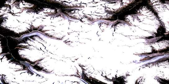 Stanley Smith Glacier Satellite Map 092J13 at 1:50,000 scale - National Topographic System of Canada (NTS) - Orthophoto