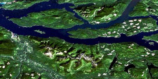 Sayward Satellite Map 092K05 at 1:50,000 scale - National Topographic System of Canada (NTS) - Orthophoto