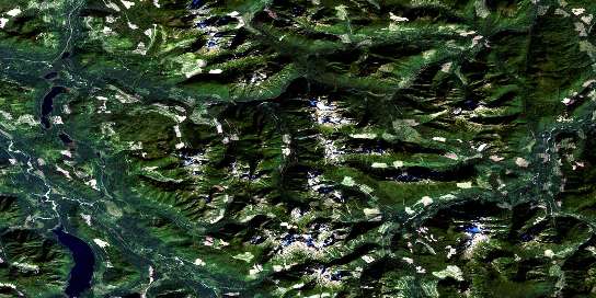 Schoen Lake Satellite Map 092L01 at 1:50,000 scale - National Topographic System of Canada (NTS) - Orthophoto