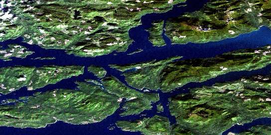 Minstrel Island Satellite Map 092L09 at 1:50,000 scale - National Topographic System of Canada (NTS) - Orthophoto