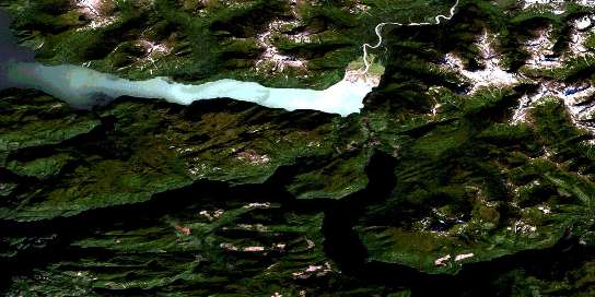 Kingcome Inlet Satellite Map 092L16 at 1:50,000 scale - National Topographic System of Canada (NTS) - Orthophoto