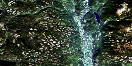 Chu Chua Creek Satellite Map 092P08 at 1:50,000 scale - National Topographic System of Canada (NTS) - Orthophoto