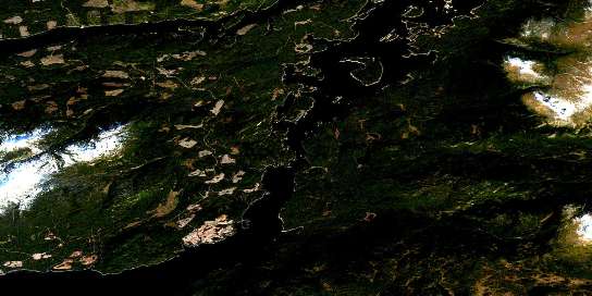Whitesail Reach Satellite Map 093E10 at 1:50,000 scale - National Topographic System of Canada (NTS) - Orthophoto
