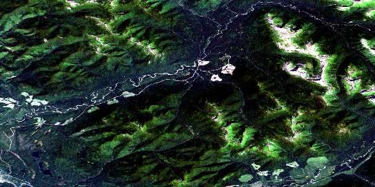 Anzac River Satellite Map 093J16 at 1:50,000 scale - National Topographic System of Canada (NTS) - Orthophoto