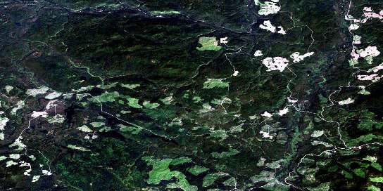 Philip Lakes Satellite Map 093O04 at 1:50,000 scale - National Topographic System of Canada (NTS) - Orthophoto