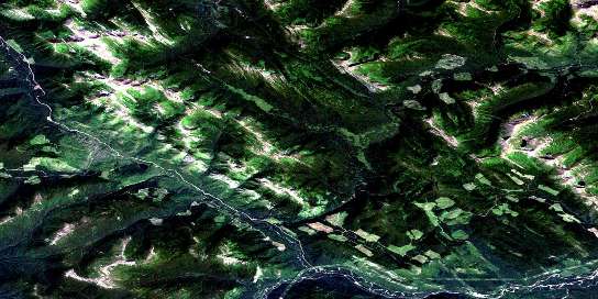 Callazon Creek Satellite Map 093O10 at 1:50,000 scale - National Topographic System of Canada (NTS) - Orthophoto