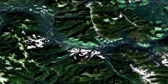 Hackney Hills Satellite Map 094B07 at 1:50,000 scale - National Topographic System of Canada (NTS) - Orthophoto