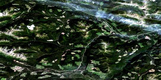 Uslika Lake Satellite Map 094C03 at 1:50,000 scale - National Topographic System of Canada (NTS) - Orthophoto