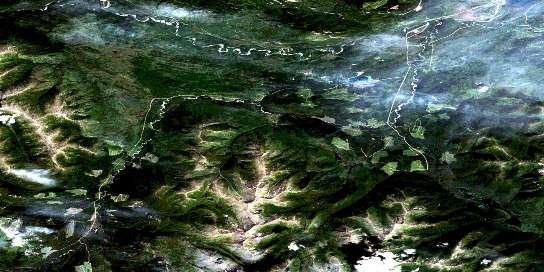 Ingenika Mine Satellite Map 094C11 at 1:50,000 scale - National Topographic System of Canada (NTS) - Orthophoto