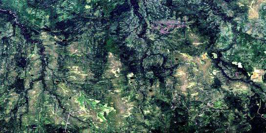 Heck Creek Satellite Map 094H10 at 1:50,000 scale - National Topographic System of Canada (NTS) - Orthophoto