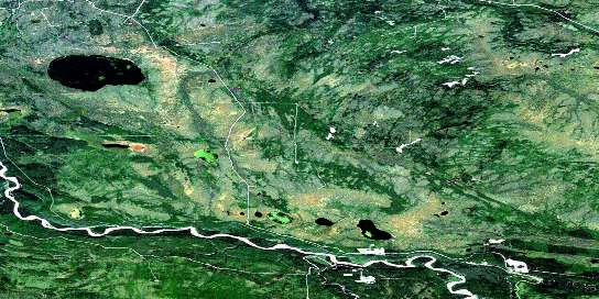 Clarke Lake Satellite Map 094J09 at 1:50,000 scale - National Topographic System of Canada (NTS) - Orthophoto