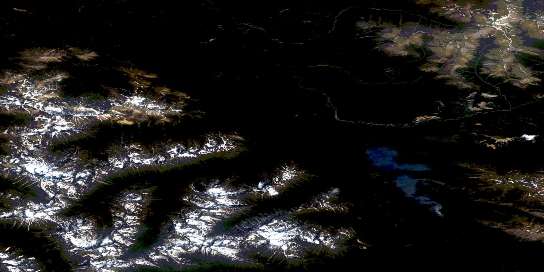 Sharktooth Mountain Satellite Map 094L12 at 1:50,000 scale - National Topographic System of Canada (NTS) - Orthophoto