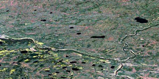 Estsine Lake Satellite Map 094P13 at 1:50,000 scale - National Topographic System of Canada (NTS) - Orthophoto