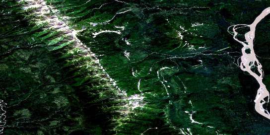 Mount Flett Satellite Map 095B12 at 1:50,000 scale - National Topographic System of Canada (NTS) - Orthophoto