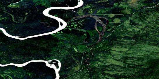 Netla River Satellite Map 095B14 at 1:50,000 scale - National Topographic System of Canada (NTS) - Orthophoto
