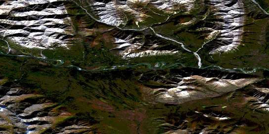 Hell Roaring Creek Satellite Map 095E15 at 1:50,000 scale - National Topographic System of Canada (NTS) - Orthophoto