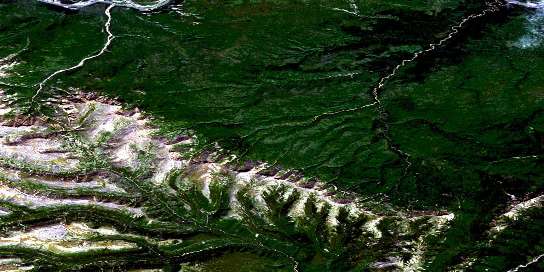 Clausen Creek Satellite Map 095F01 at 1:50,000 scale - National Topographic System of Canada (NTS) - Orthophoto