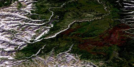 Sundog Creek Satellite Map 095F09 at 1:50,000 scale - National Topographic System of Canada (NTS) - Orthophoto