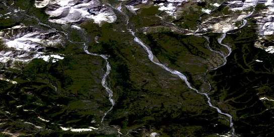 Clearwater Creek Satellite Map 095F13 at 1:50,000 scale - National Topographic System of Canada (NTS) - Orthophoto
