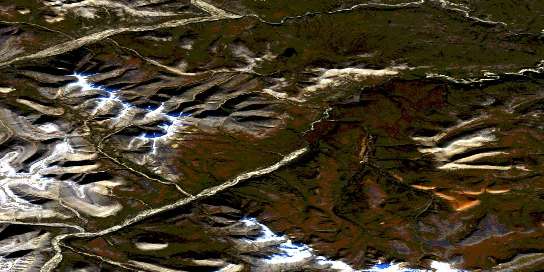 Pyramid Mountain Satellite Map 096D11 at 1:50,000 scale - National Topographic System of Canada (NTS) - Orthophoto