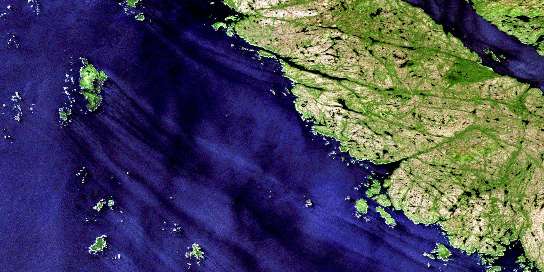Aristazabal Island Satellite Map 103A11 at 1:50,000 scale - National Topographic System of Canada (NTS) - Orthophoto