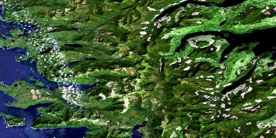 Awun Lake Satellite Map 103F10 at 1:50,000 scale - National Topographic System of Canada (NTS) - Orthophoto