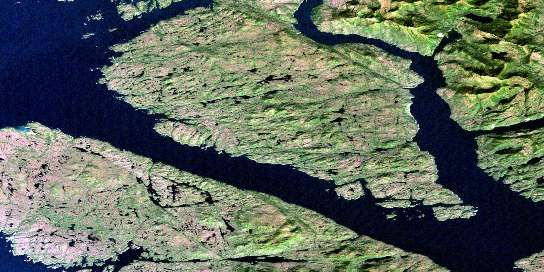 Mccauley Island Satellite Map 103G09 at 1:50,000 scale - National Topographic System of Canada (NTS) - Orthophoto