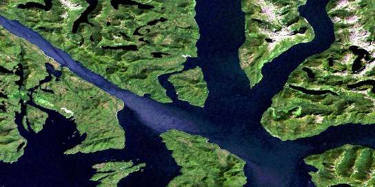 Hartley Bay Satellite Map 103H06 at 1:50,000 scale - National Topographic System of Canada (NTS) - Orthophoto