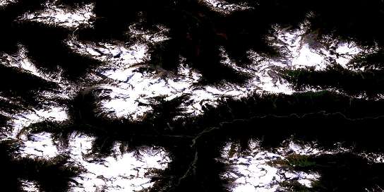 Oscar Peak Satellite Map 103I14 at 1:50,000 scale - National Topographic System of Canada (NTS) - Orthophoto