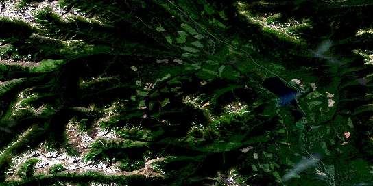 Kitwanga Lake Satellite Map 103P08 at 1:50,000 scale - National Topographic System of Canada (NTS) - Orthophoto