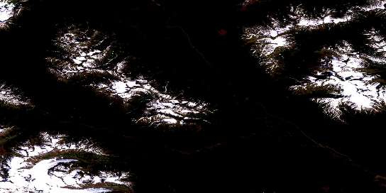 Delta Peak Satellite Map 104A12 at 1:50,000 scale - National Topographic System of Canada (NTS) - Orthophoto