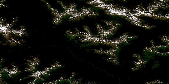 Mount Beirnes Satellite Map 104A15 at 1:50,000 scale - National Topographic System of Canada (NTS) - Orthophoto
