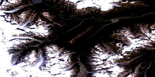 Dirst Creek Satellite Map 104F09 at 1:50,000 scale - National Topographic System of Canada (NTS) - Orthophoto