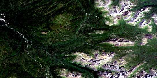 Tanzilla Butte Satellite Map 104I05 at 1:50,000 scale - National Topographic System of Canada (NTS) - Orthophoto