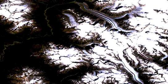 Raymond Peak Satellite Map 104M12 at 1:50,000 scale - National Topographic System of Canada (NTS) - Orthophoto