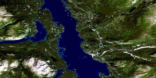Atlin Satellite Map 104N12 at 1:50,000 scale - National Topographic System of Canada (NTS) - Orthophoto