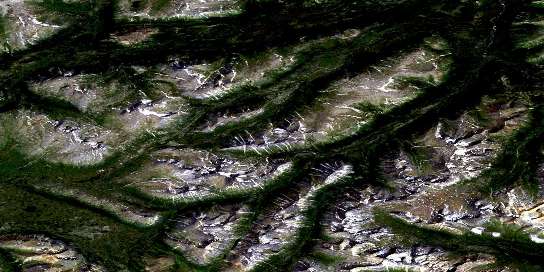 Chromite Mountain Satellite Map 104O09 at 1:50,000 scale - National Topographic System of Canada (NTS) - Orthophoto