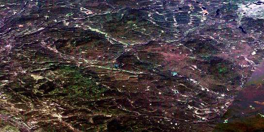 Mustela Creek Satellite Map 104P09 at 1:50,000 scale - National Topographic System of Canada (NTS) - Orthophoto