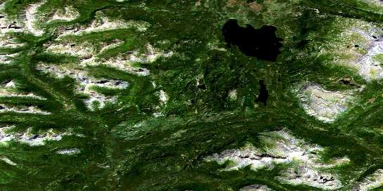 Morris Lake Satellite Map 105B05 at 1:50,000 scale - National Topographic System of Canada (NTS) - Orthophoto