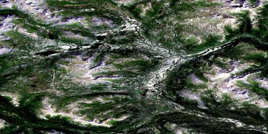 Ice Lakes Satellite Map 105B06 at 1:50,000 scale - National Topographic System of Canada (NTS) - Orthophoto