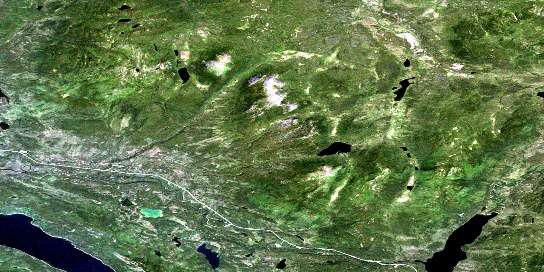 Morley Lake Satellite Map 105C01 at 1:50,000 scale - National Topographic System of Canada (NTS) - Orthophoto
