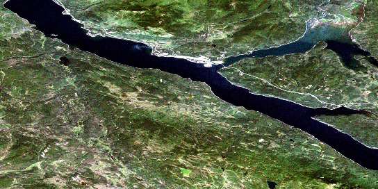 Teslin Satellite Map 105C02 at 1:50,000 scale - National Topographic System of Canada (NTS) - Orthophoto
