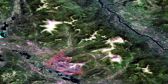 Streak Mountain Satellite Map 105C12 at 1:50,000 scale - National Topographic System of Canada (NTS) - Orthophoto