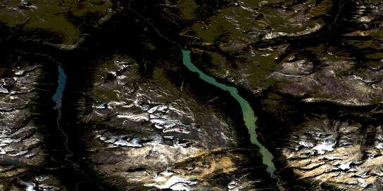 Takhini Lake Satellite Map 105D04 at 1:50,000 scale - National Topographic System of Canada (NTS) - Orthophoto