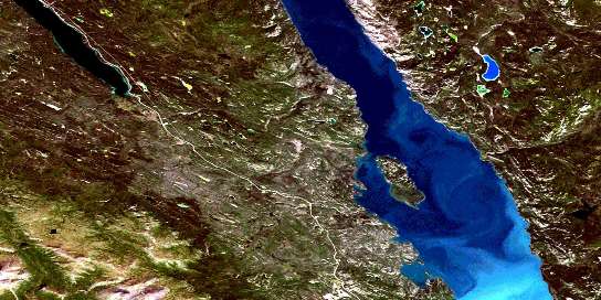 Air photo: Lake Laberge Satellite Image map 105E03 at 1:50,000 Scale