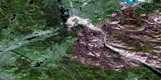 Braeburn Lake Satellite Map 105E05 at 1:50,000 scale - National Topographic System of Canada (NTS) - Orthophoto