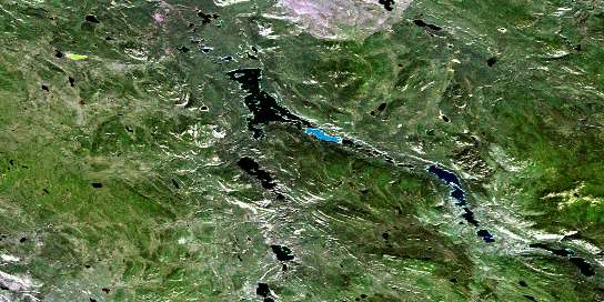 Mandanna Lake Satellite Map 105E13 at 1:50,000 scale - National Topographic System of Canada (NTS) - Orthophoto